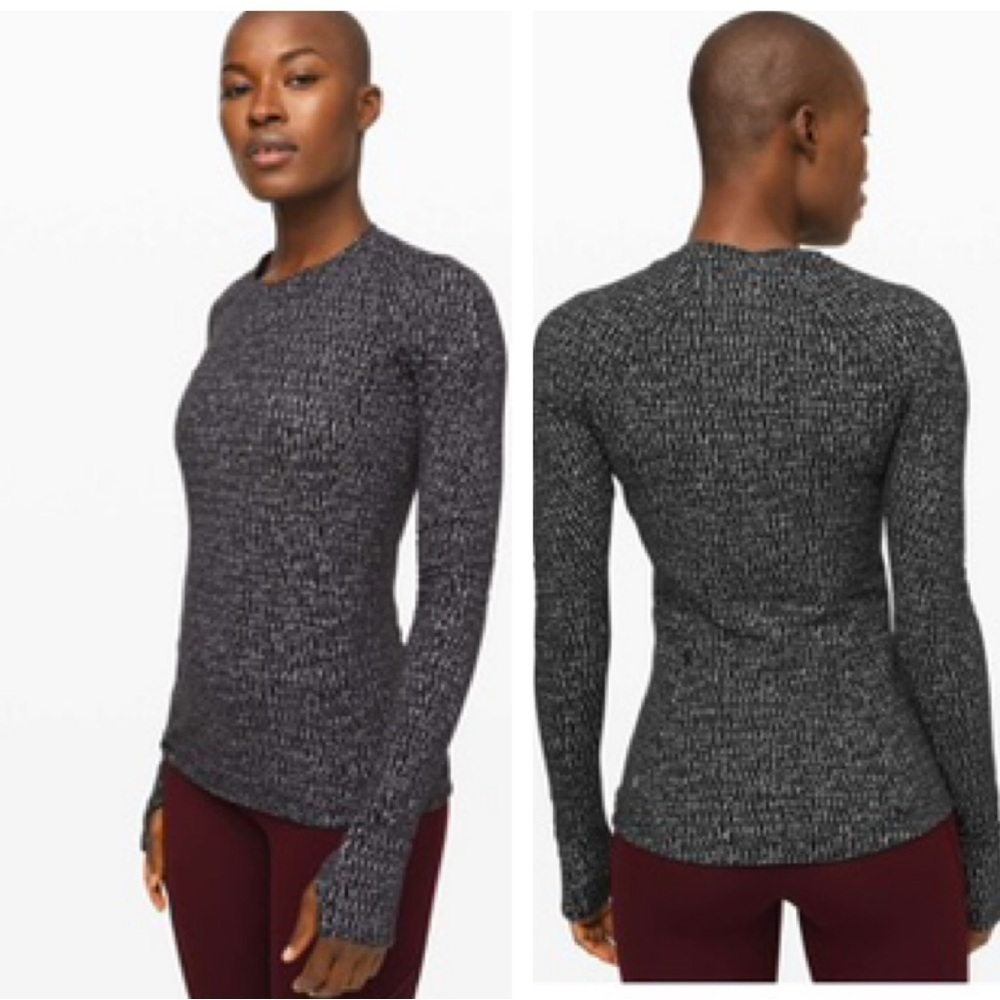 Lululemon Runderful Jacquard Top Long Sleeve Crew Neck Stretch Pocket Reflective